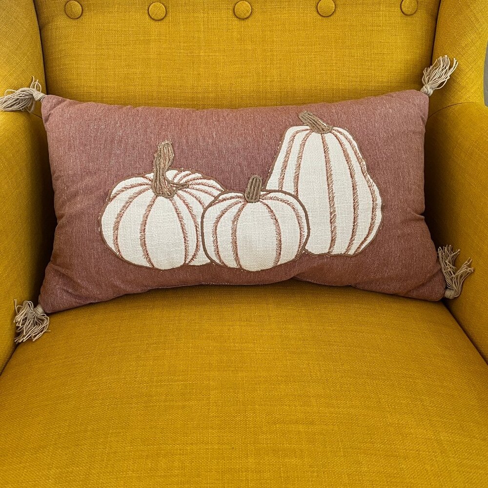 Blush Pink and Cream Adorable Threshold Fall Pumpkin Pillow 12x20